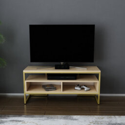 Decorotika Merrion Tv Stand Tv Unit For Tv's Up To 50 Inch Gold And Oak