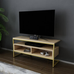 Decorotika Merrion Tv Stand Tv Unit For Tv's Up To 50 Inch Gold And Oak - thumbnail 2
