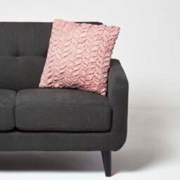 Homescapes Grace Pleated Pink Velvet Cushion - thumbnail 2