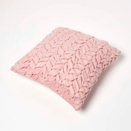Homescapes Grace Pleated Pink Velvet Cushion - thumbnail 5