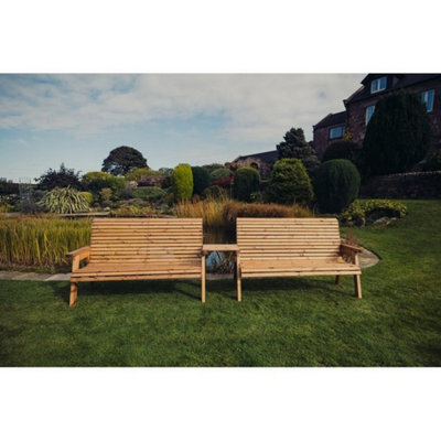 Churnet Valley Garden Furniture Ltd Valley 6 Seat Set 2X3B Straight Tray - Timber - L100 X W330 X H95 Cm - Fully Assembled - Set Of Waterproof Cushions Included - image 1