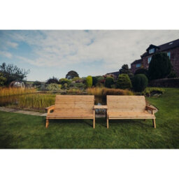 Churnet Valley Garden Furniture Ltd Valley 6 Seat Set 2X3B Straight Tray - Timber - L100 X W330 X H95 Cm - Fully Assembled - Set Of Waterproof Cushions Included - thumbnail 2