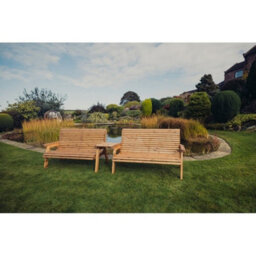 Churnet Valley Garden Furniture Ltd Valley 6 Seat Set 2X3B Straight Tray - Timber - L100 X W330 X H95 Cm - Fully Assembled - Set Of Waterproof Cushions Included - thumbnail 3