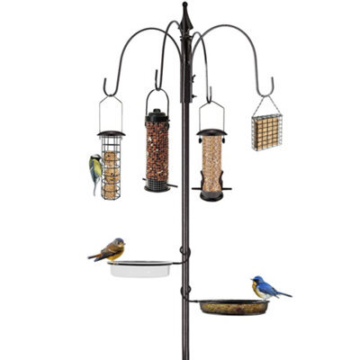 Crystals Garden Bird Feeding Station With Water Bath Table Seed Tray Hanging Feeders - image 1