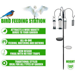 Crystals Garden Bird Feeding Station With Water Bath Table Seed Tray Hanging Feeders - thumbnail 2