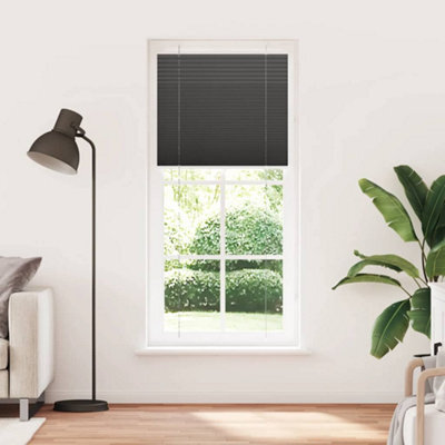 Berkfield Modern Pleated Blind Black 85X200 Cm Fabric Width 84.4 Cm Polyester - image 1