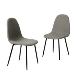 Asteria Dining Chairs Set Of 2 Upholstered Linen Fabric Light Grey Black Legs - thumbnail 7