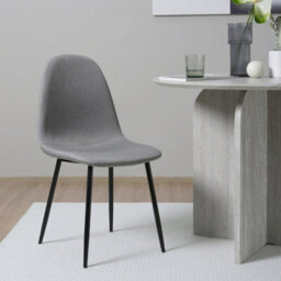 Asteria Dining Chairs Set Of 2 Upholstered Linen Fabric Light Grey Black Legs - thumbnail 2