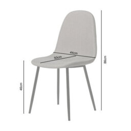 Asteria Dining Chairs Set Of 2 Upholstered Linen Fabric Light Grey Black Legs - thumbnail 8