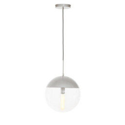Orsina Chrome Finish Pendant Light With Globe Glass Shade, Metal Canopy Minimal Ceiling Fixture, Ideal For Entryway - thumbnail 2