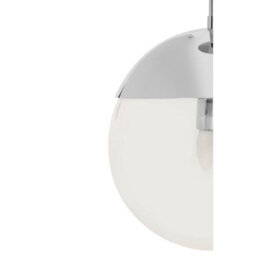 Orsina Chrome Finish Pendant Light With Globe Glass Shade, Metal Canopy Minimal Ceiling Fixture, Ideal For Entryway - thumbnail 3