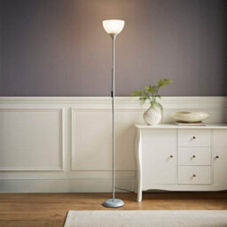 Valuelights Dalby Silver Uplighter Floor Lamp With White Shade And Bulb - thumbnail 2