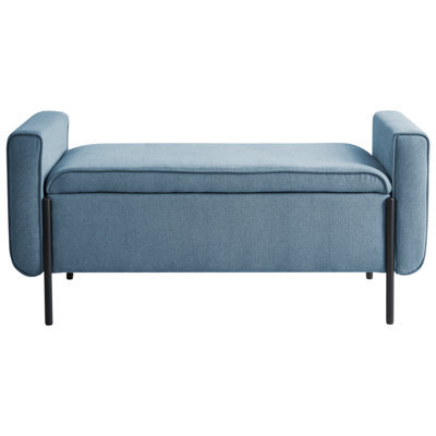 Wyld And Coco Noblehome Blue Storage Bench With Lift-Top And Iron Legs, W114 X D50 X H55Cm - image 1