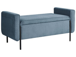 Wyld And Coco Noblehome Blue Storage Bench With Lift-Top And Iron Legs, W114 X D50 X H55Cm - thumbnail 3