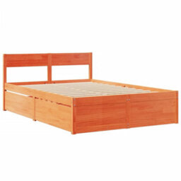 Berkfield Bed Frame Without Mattress Wax Brown 140X190 Cm Solid Wood Pine - thumbnail 3