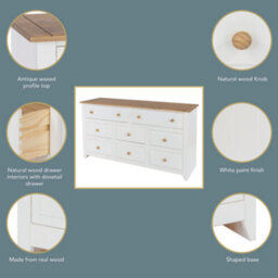 Core Products Capri 6+2 Drawer White Wide Chest Of Drawers, H80.5Cm X W143.0Cm X D43.5Cm - thumbnail 8