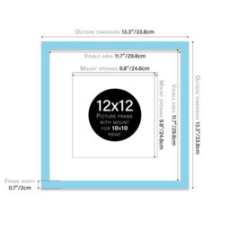 "12X12"" Light Blue Picture Frame - 12X12"" Square Frame With 10X10"" Mount For 12X12""/10X10"" Pictures Moderrn Style Thin Edge, 1 Pack" - thumbnail 2