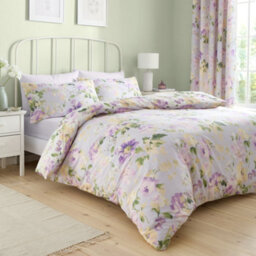 Dreams & Drapes Florette Easy Care Floral Print Lilac Duvet Cover Set