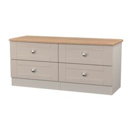 Sussex Ready Assembled Matt Beige & Oak 4 Drawer Wide Chest (H)502mm (W)1117mm (D)414mm - thumbnail 2