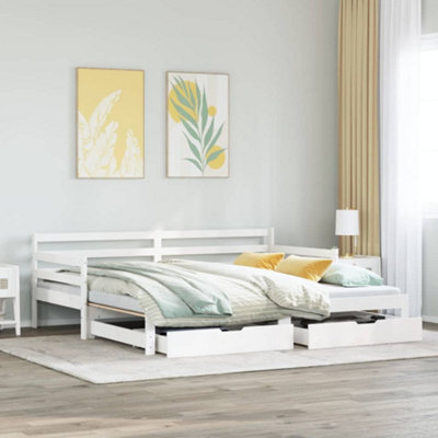 Berkfield Daybed With Trundle And Drawers Without Mattress White 90X200 Cm - image 1