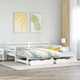 Berkfield Daybed With Trundle And Drawers Without Mattress White 90X200 Cm - thumbnail 1