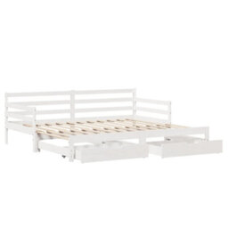 Berkfield Daybed With Trundle And Drawers Without Mattress White 90X200 Cm - thumbnail 3
