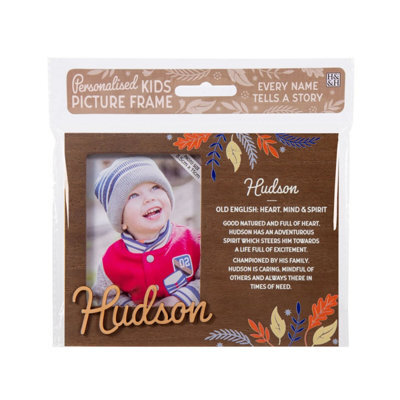 History & Heraldry Pre-Personalised Picture Frame With Child's Name And Meaning - Hudson - For 8.5 X 11Cm Photo - Over 90 Titles Available - image 1