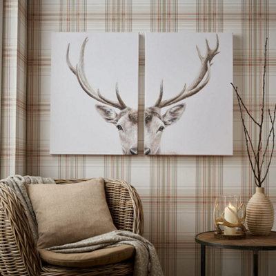Art for the Home Set Of 2 Regal Stag Printed Canvases - image 1