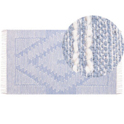Beliani Rug Ansar Blue 80 X 150 Cm Cotton