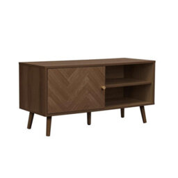 Herringford Small Tv Unit Entertainment Stand Walnut Parquet Design - thumbnail 5