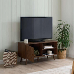 Herringford Small Tv Unit Entertainment Stand Walnut Parquet Design - thumbnail 2