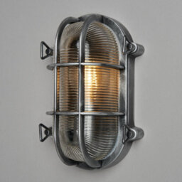 Litecraft Remy Silver Outdoor Caged Oval Bulkhead Wall Light - thumbnail 3