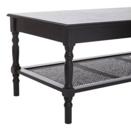 Orsina Traditional Black Coffee Table, Wood Table For Coffee And Outdoor With Bottom Shelf, Pine Wood Tea Table - thumbnail 5
