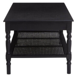 Orsina Traditional Black Coffee Table, Wood Table For Coffee And Outdoor With Bottom Shelf, Pine Wood Tea Table - thumbnail 3