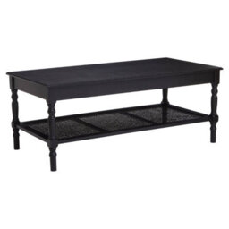 Orsina Traditional Black Coffee Table, Wood Table For Coffee And Outdoor With Bottom Shelf, Pine Wood Tea Table - thumbnail 2