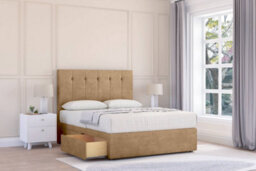 "Sloomy Highbury Latte Dumfries Divan Bed Base 2 Drawers Same Side - 54"" Floor Standing Headboard 3' Single" - thumbnail 2