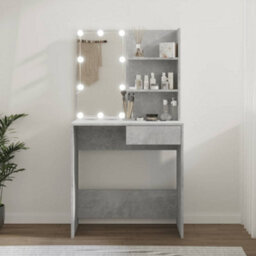 Berkfield Dressing Table With Led Concrete Grey 74.5X40X141 Cm - thumbnail 1