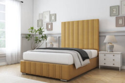 "Sloomy Langston Mustard Plush Bed Frame With Mattress With 50"" Upholstered Headboard 3' Single" - thumbnail 2
