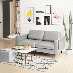Modern Upholstered Loveseat Sofa 2 Seat Sofa Couch W/ Seat Cushions - thumbnail 6