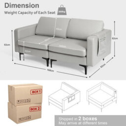 Modern Upholstered Loveseat Sofa 2 Seat Sofa Couch W/ Seat Cushions - thumbnail 2