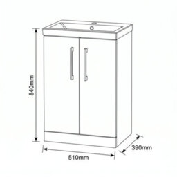 Balterley Bramshall Modern Bathroom 2 Soft Close Door & Mid-Edge Vanity Unit Basin, Midnight Blue, 500mm - thumbnail 5
