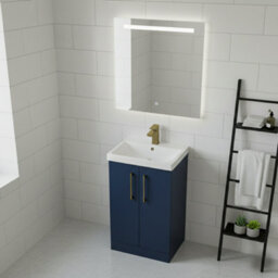 Balterley Bramshall Modern Bathroom 2 Soft Close Door & Mid-Edge Vanity Unit Basin, Midnight Blue, 500mm - thumbnail 4