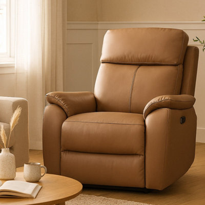 Aspire Kingsmere Power Recliner Armchair (1 Seater) In Real Leather, Tan - image 1