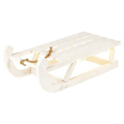 Urbn-Living Urbnliving 30Cm Wooden Sled Led Light Up Display Sleigh White Ornament Novelty Christmas Decoration