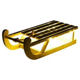 Urbn-Living Urbnliving 30Cm Wooden Sled Led Light Up Display Sleigh White Ornament Novelty Christmas Decoration - thumbnail 4