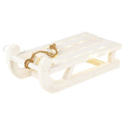 Urbn-Living Urbnliving 30Cm Wooden Sled Led Light Up Display Sleigh White Ornament Novelty Christmas Decoration - thumbnail 5