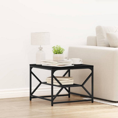 Berkfield Black Oak Coffee Table With Shelf, 51X50X40 Cm, Made From Engineered Wood - image 1