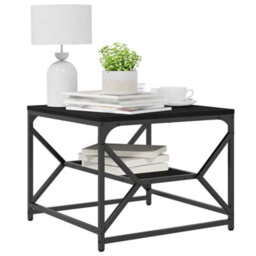 Berkfield Black Oak Coffee Table With Shelf, 51X50X40 Cm, Made From Engineered Wood - thumbnail 3