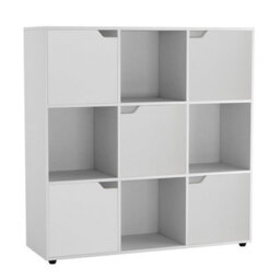 Urbn-Living White, Oak - 9-Cube Shelving Unit With Wooden Doors - thumbnail 5
