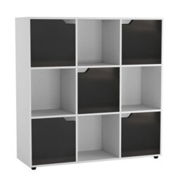 Urbn-Living White, Oak - 9-Cube Shelving Unit With Wooden Doors - thumbnail 8
